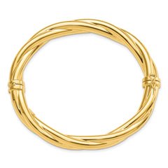 14K Polished Twisted Hinged Bangle