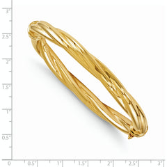 14K Polished Twisted Hinged Bangle