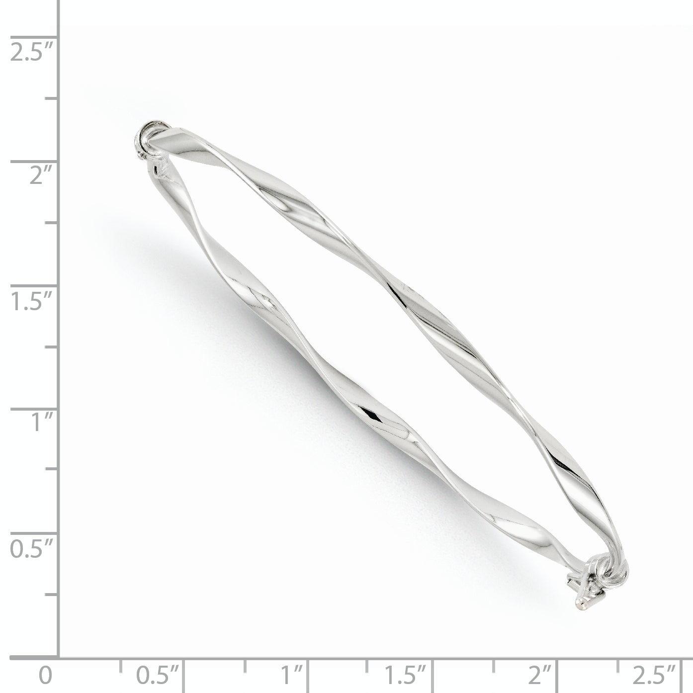 14K White Gold Twisted Bangle with Hinged Safety Clasp