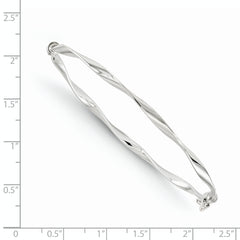 14K White Gold Twisted Bangle with Hinged Safety Clasp