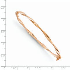 14K Rose Gold Polished Twisted Hinged Bangle