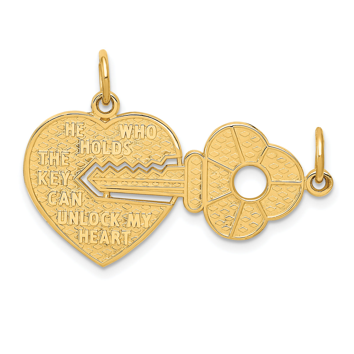 14K Polished 2 Piece Break Apart HE WHO HOLDS THE KEY Charms