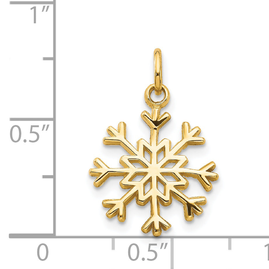 14K Gold Snowflake Charm with Flat Back Elegant Design