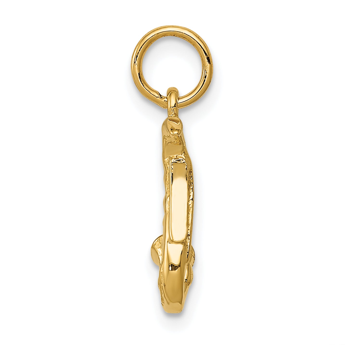 14K Gold 3D Saxophone Charm with Polished Textured Finish