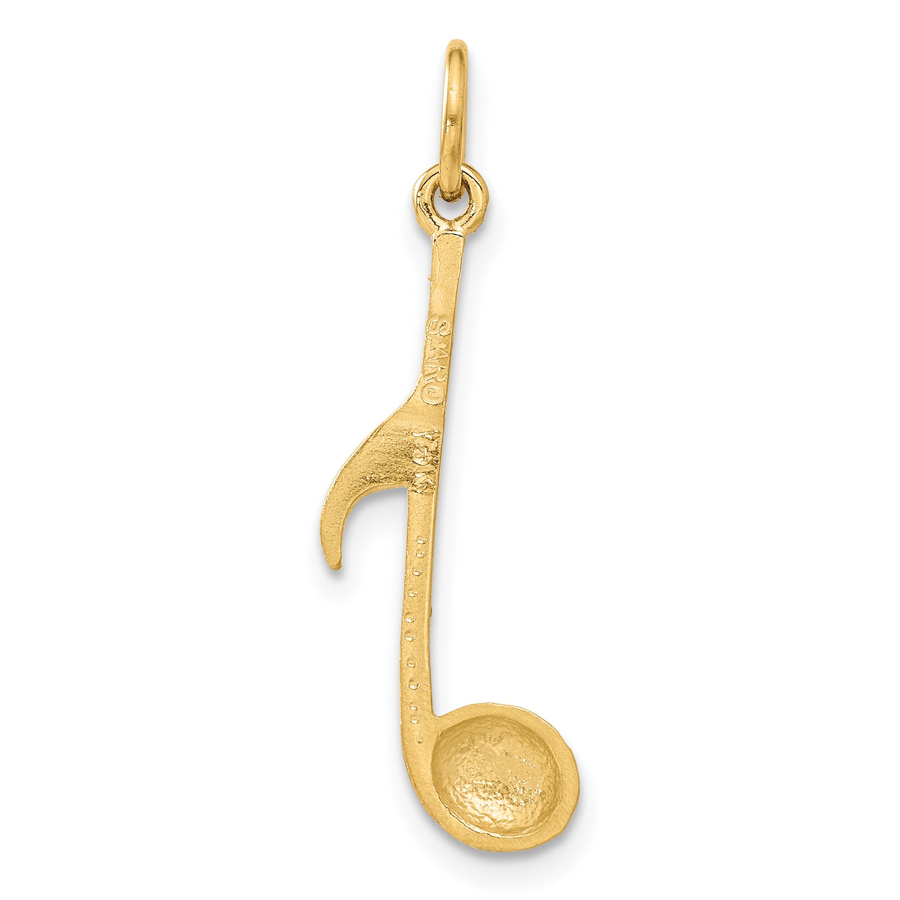 14K Gold Satin Musical Note Charm with Polished Textured Design