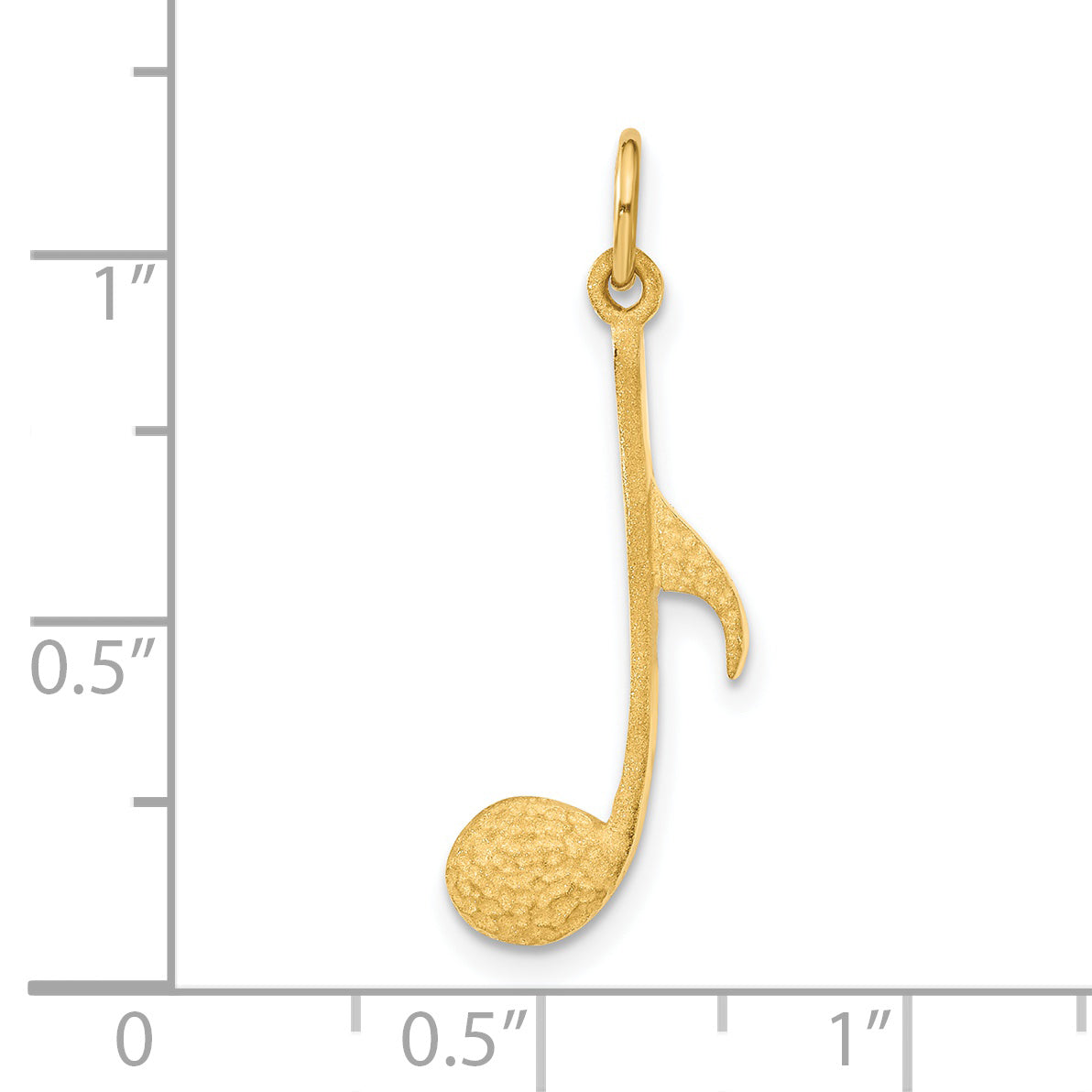 14K Gold Satin Musical Note Charm with Polished Textured Design