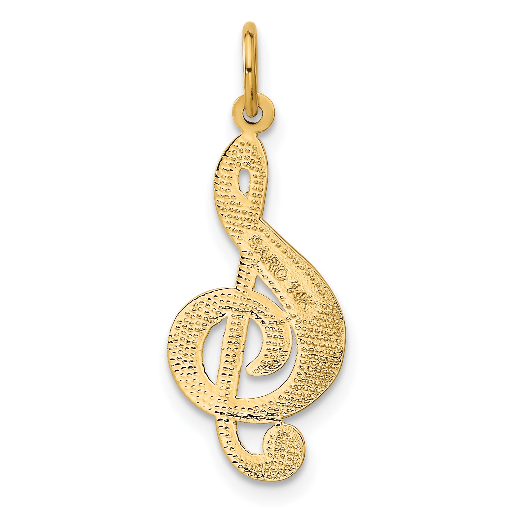 Sophia Jewelers 14K Gold Treble Clef Charm with Textured Finish