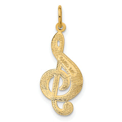 Sophia Jewelers 14K Gold Treble Clef Charm with Textured Finish