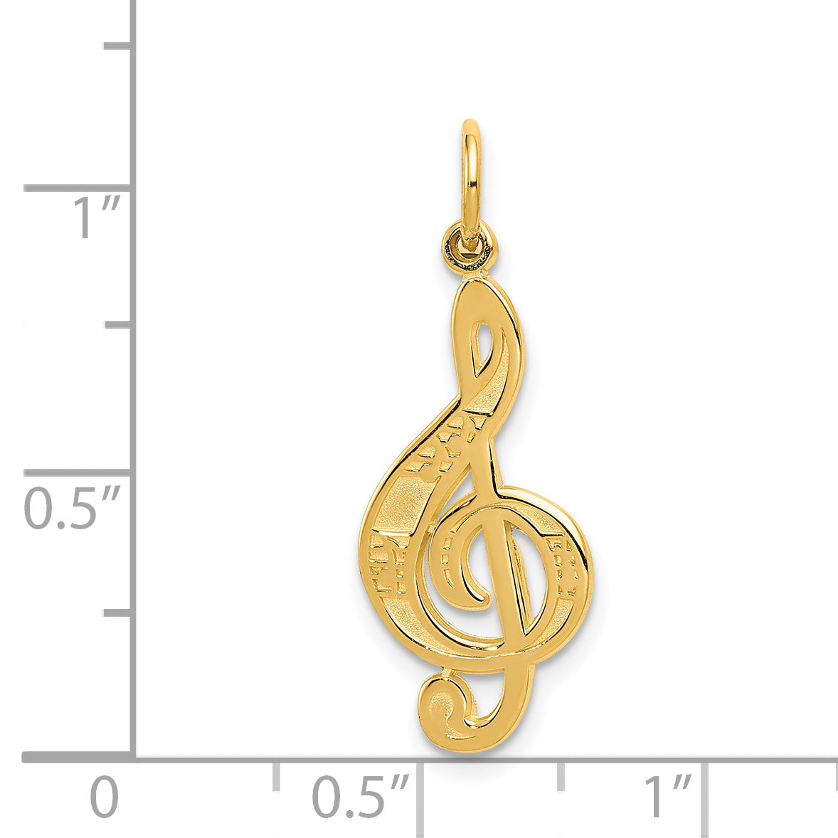 Sophia Jewelers 14K Gold Treble Clef Charm with Textured Finish