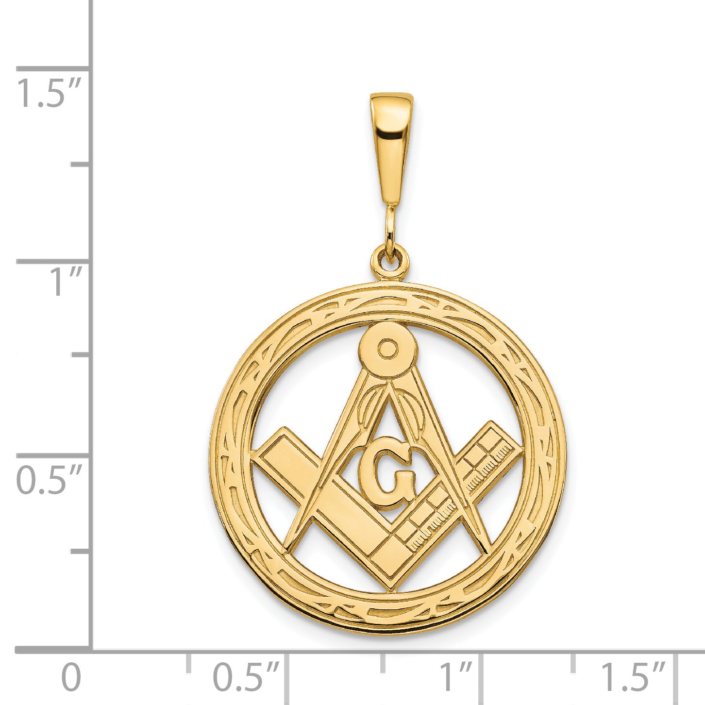 14k Polished & Textured Large Masonic Symbol Pendant