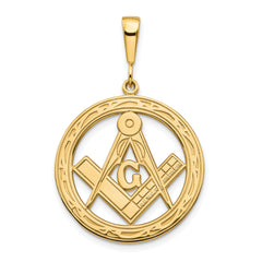 14k Polished & Textured Large Masonic Symbol Pendant