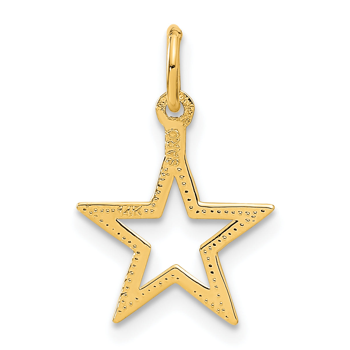 14K Gold Diamond-Cut Star Charm with Polished Finish by Sophia Jewelers