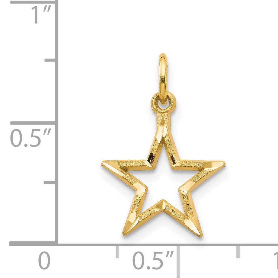 14K Gold Diamond-Cut Star Charm with Polished Finish by Sophia Jewelers