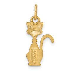 14K Brushed Gold Tom Cat Charm Pendant Elegant Themed Design