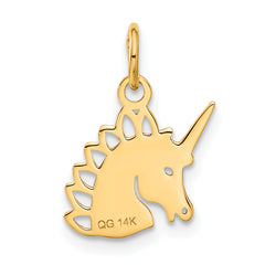 14K Gold Brushed Unicorn Charm with Diamond-Cut Finish