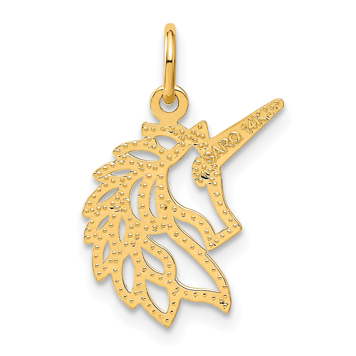 14k Unicorn Head Pendant