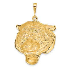 14K Gold Men's Diamond-Cut Tiger Head Pendant Bold and Elegant Design