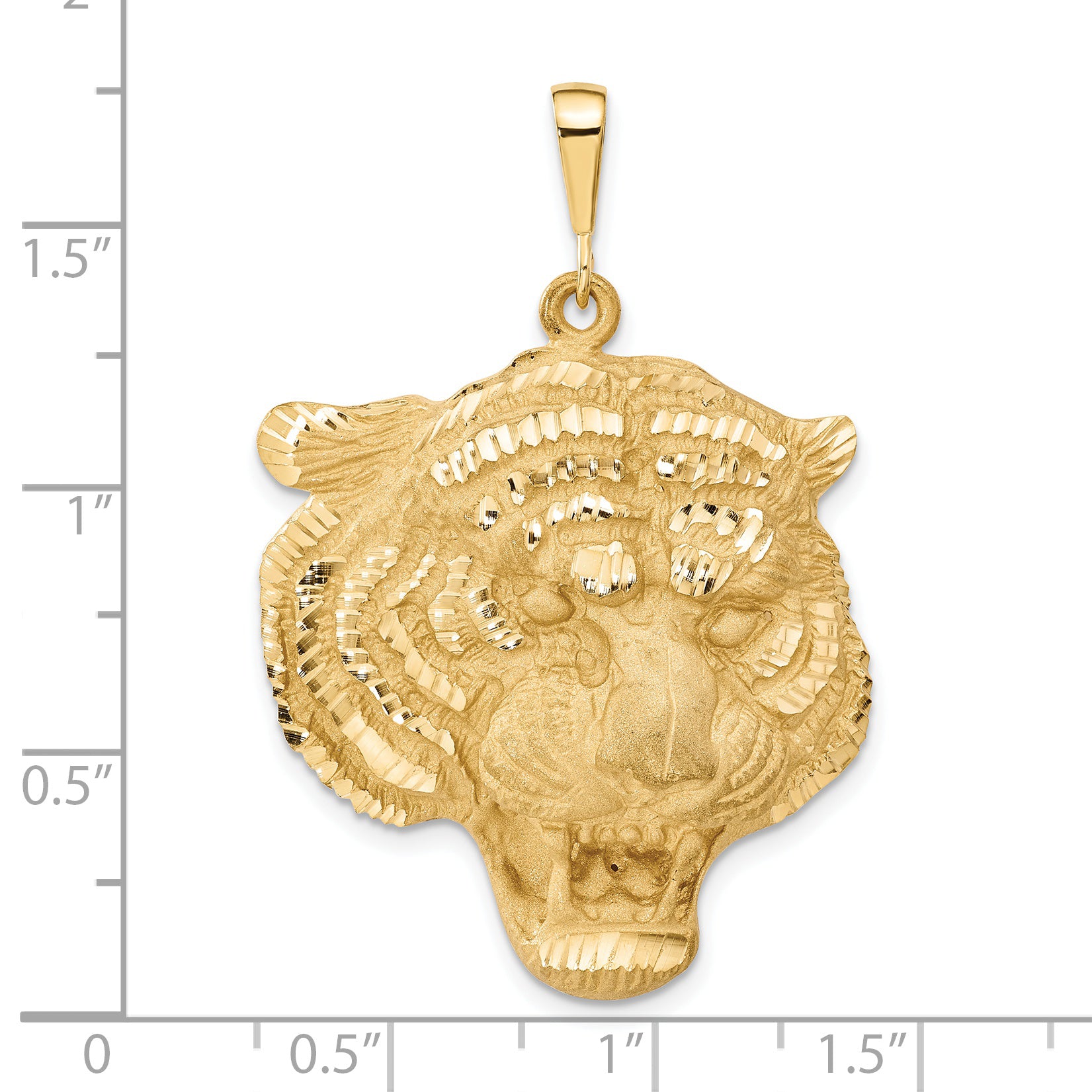 14K Gold Men's Diamond-Cut Tiger Head Pendant Bold and Elegant Design