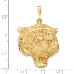 14K Gold Men's Diamond-Cut Tiger Head Pendant Bold and Elegant Design