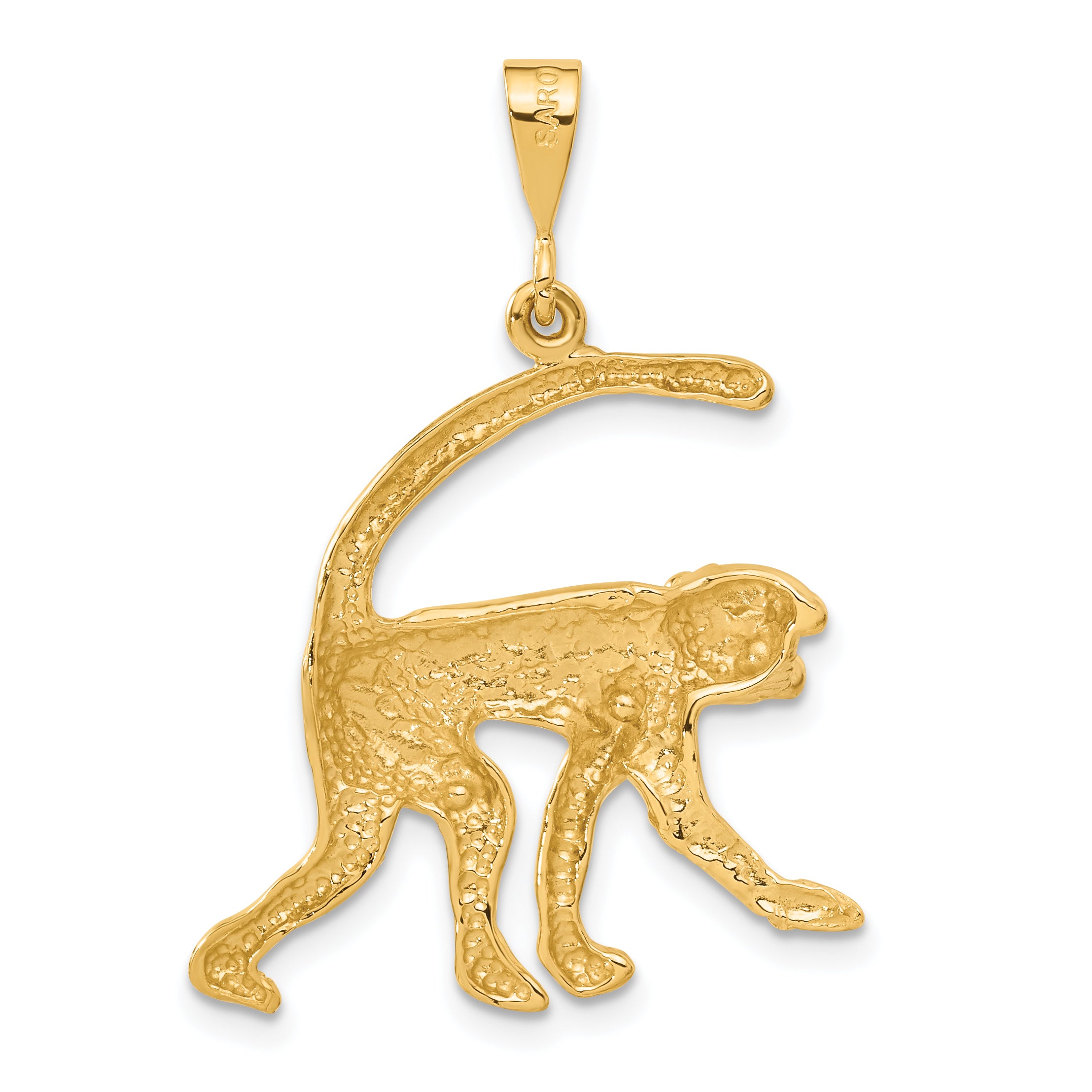 14K Gold Men's Monkey Charm Pendant Elegant Themed Jewelry