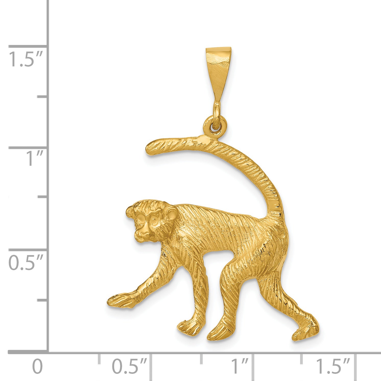 14K Gold Men's Monkey Charm Pendant Elegant Themed Jewelry