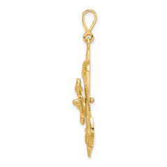 14k Large Anchor w/ Moveable Wheel Charm