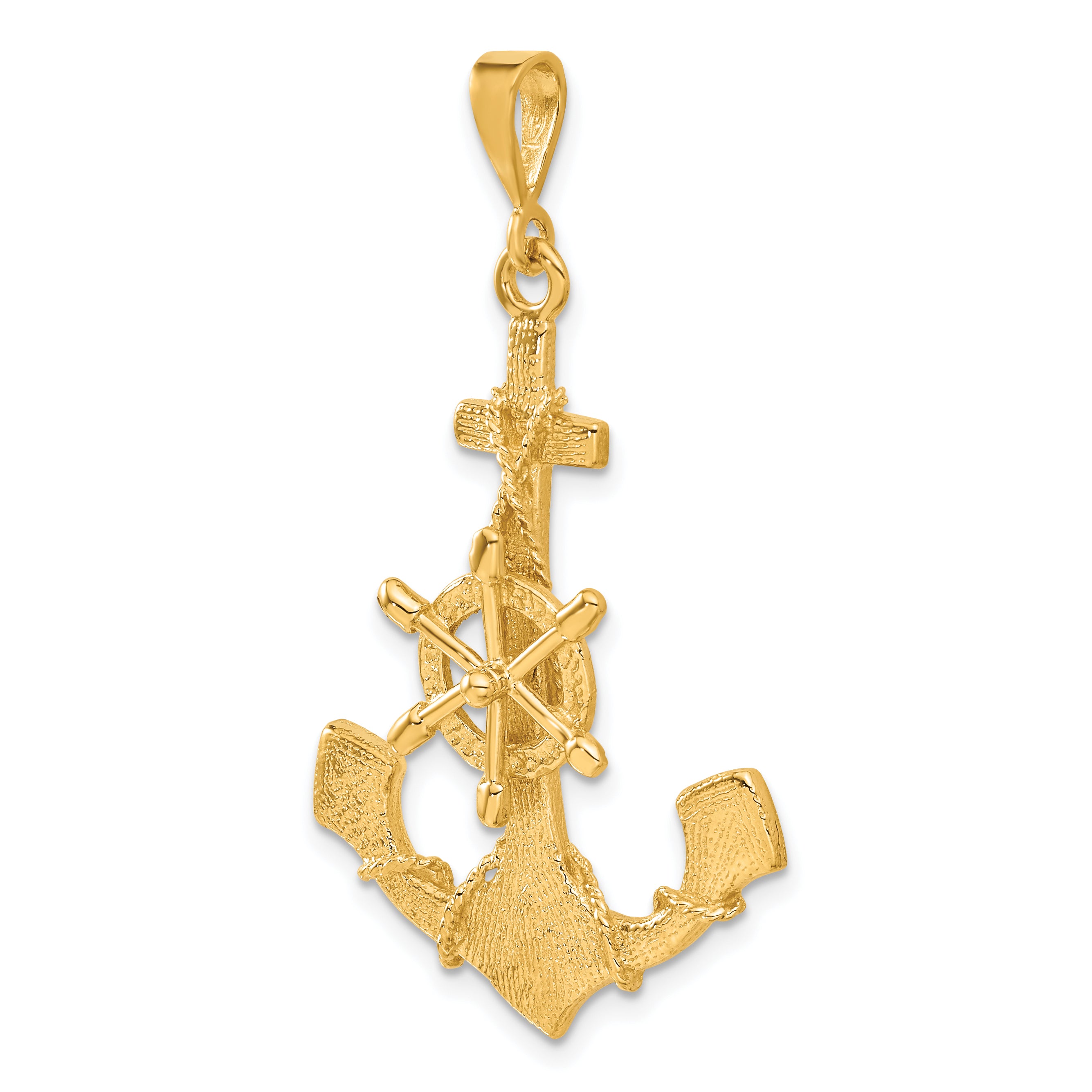 14k Large Anchor w/ Moveable Wheel Charm