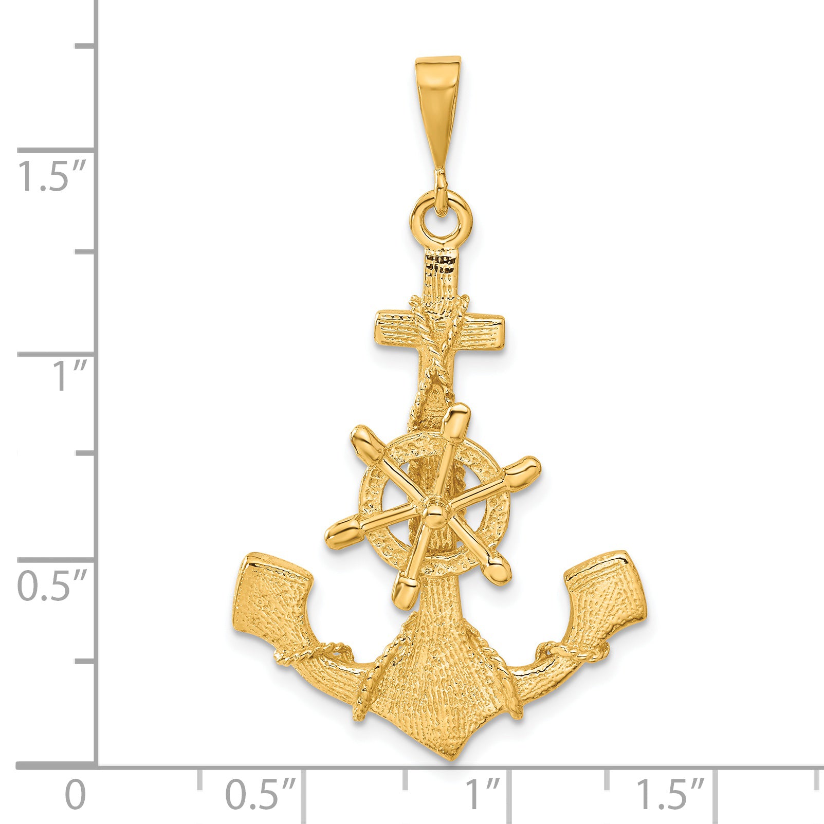 14k Large Anchor w/ Moveable Wheel Charm