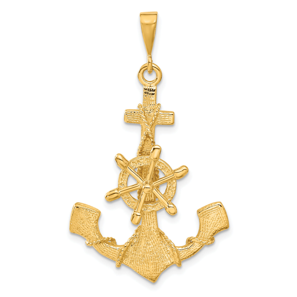 14k Large Anchor w/ Moveable Wheel Charm