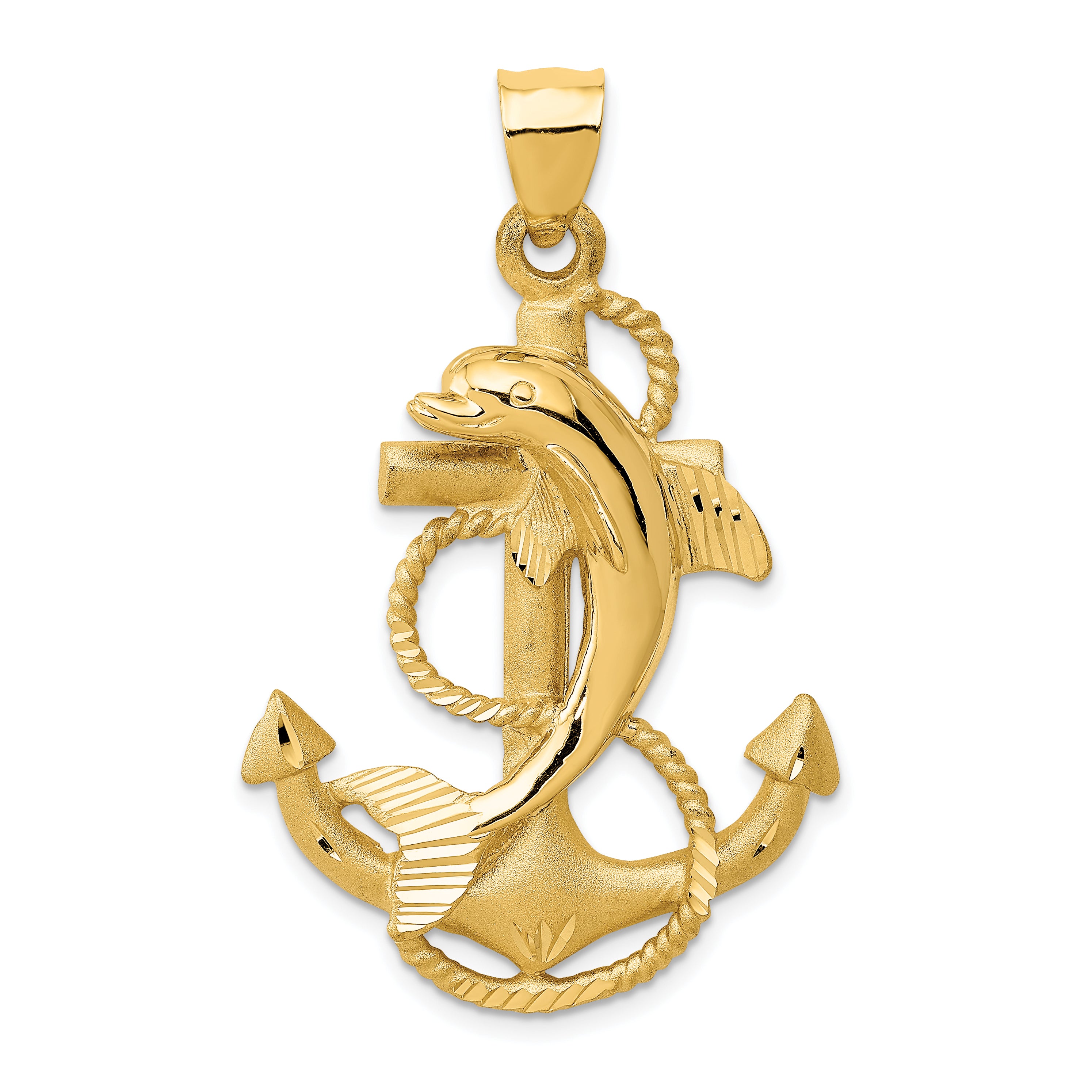 14k Dolphin on Anchor Charm