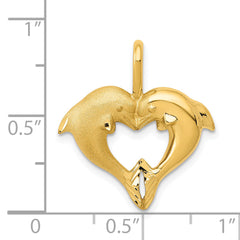 14K Gold Dolphin Heart Pendant Elegant Solid Charm by Sophia Jewelers