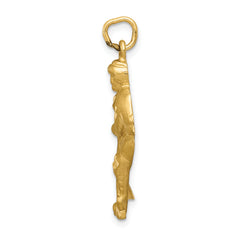 14K Gold Brushed Hockey Player Charm for Men with Diamond-Cut Finish