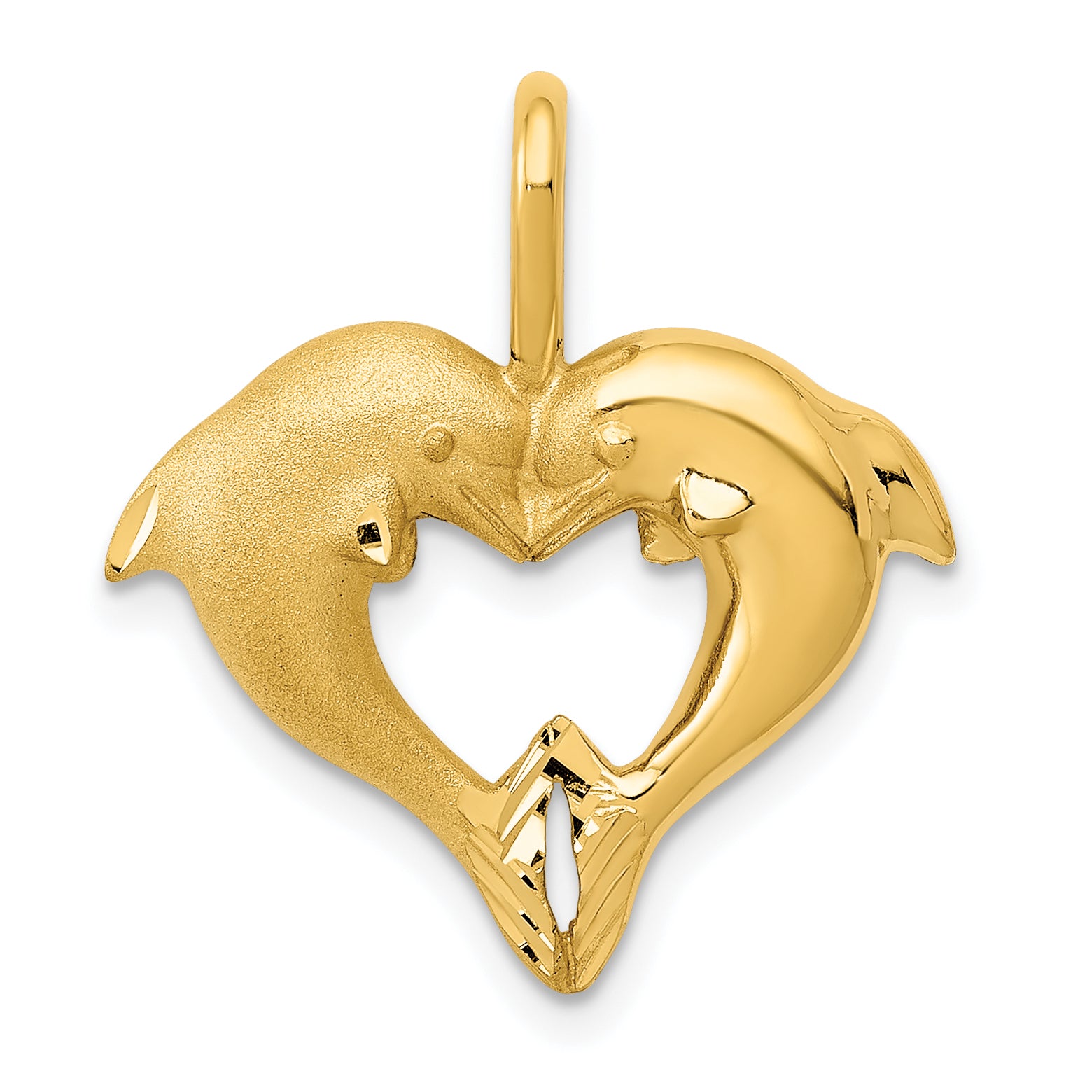 14k Dolphin Heart Pendant