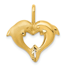 14k Dolphin Heart Pendant