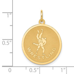 14K Gold Wrestling Disc Charm with Polished Finish Engravable