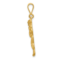 Sophia Jewelers 14K Gold Wrestlers Charm with Diamond-Cut Texture