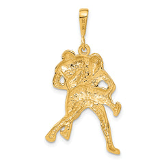 Sophia Jewelers 14K Gold Wrestlers Charm with Diamond-Cut Texture