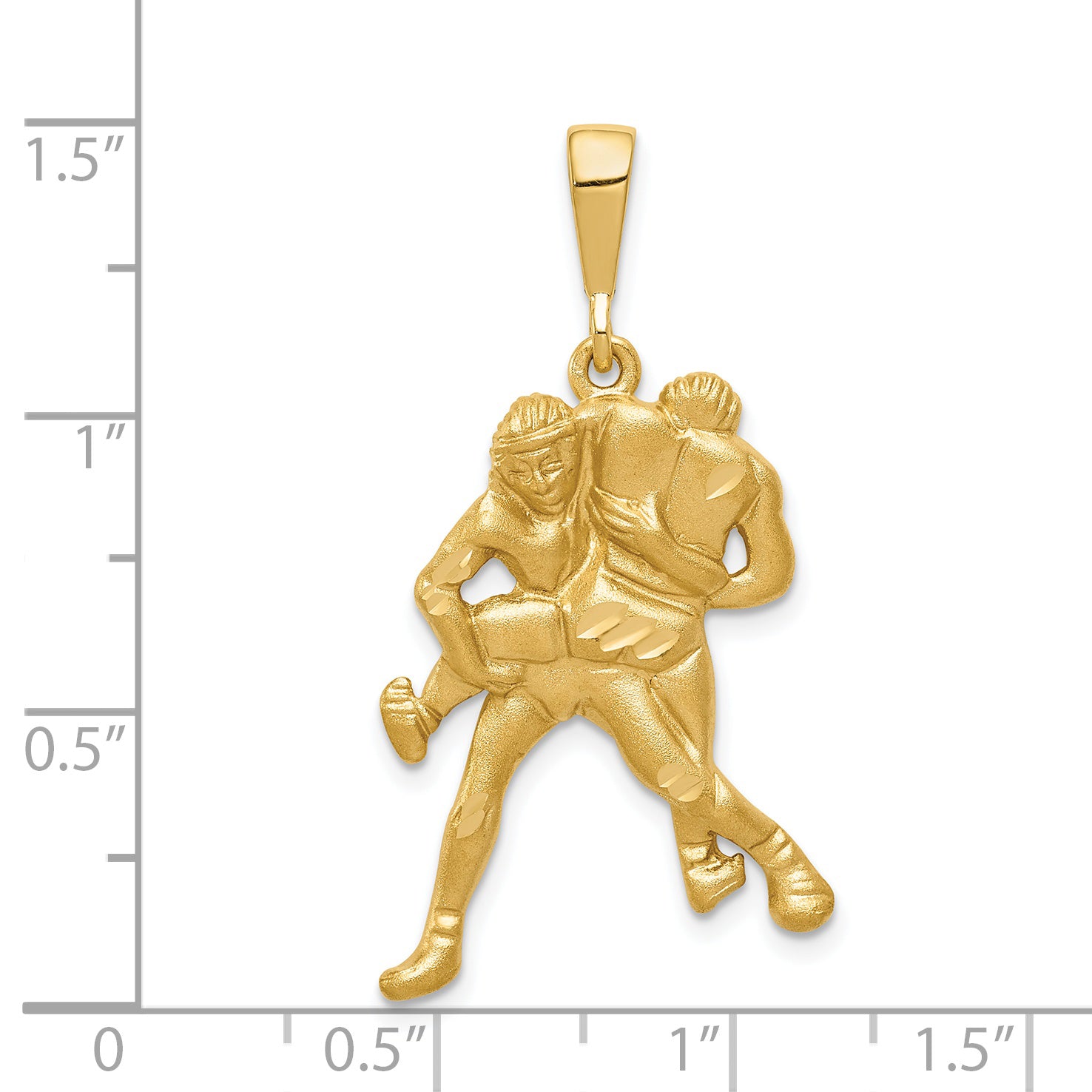 Sophia Jewelers 14K Gold Wrestlers Charm with Diamond-Cut Texture