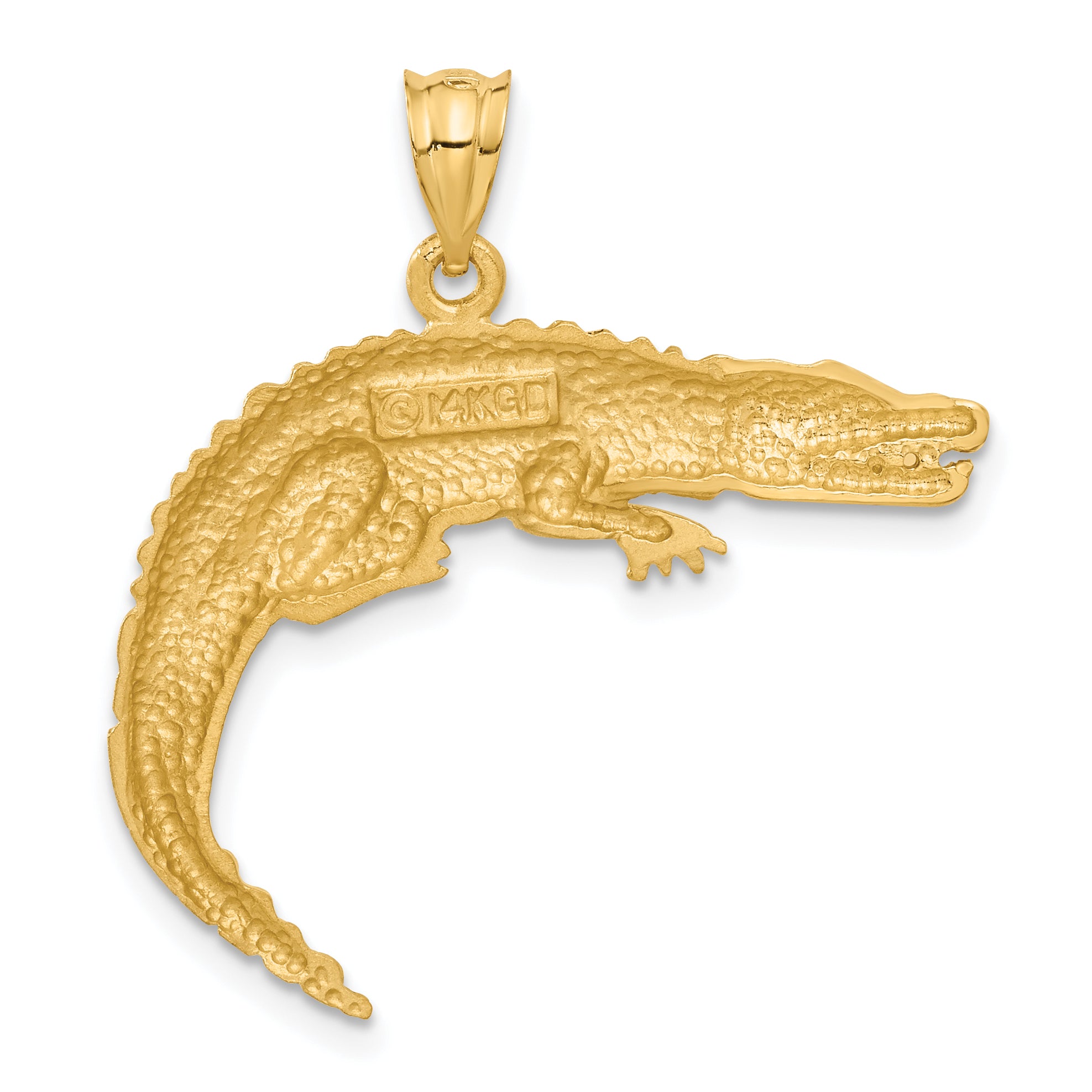 14K Gold Alligator Pendant for Men Solid Casted Design