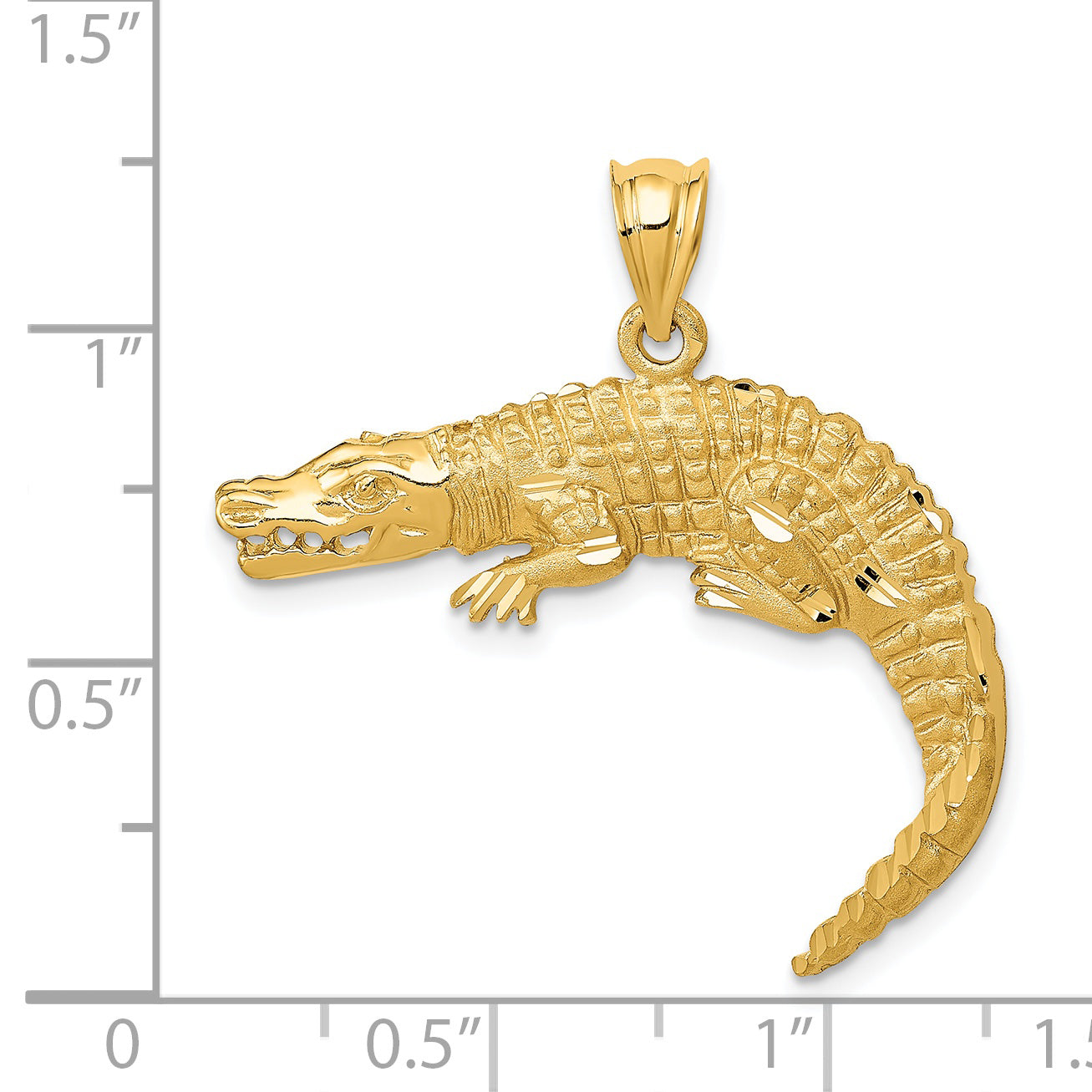 14K Gold Alligator Pendant for Men Solid Casted Design