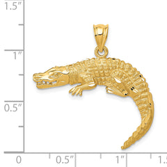 14K Gold Alligator Pendant for Men Solid Casted Design