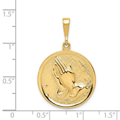 14K Gold Unisex Reversible Pendant with Praying Hands and Serenity Prayer