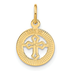 14K Gold Eternal Life Cross Charm with Textured Back Elegant Symbol of Faith