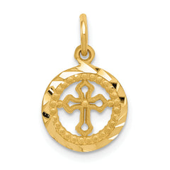 14K Eternal Life Cross in Circle Charm