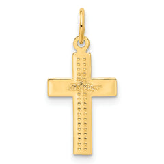 14K Gold Diamond-Cut Cross Pendant with Brushed Finish for Elegant Style