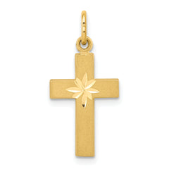 14k Small Diamond-cut Cross Pendant