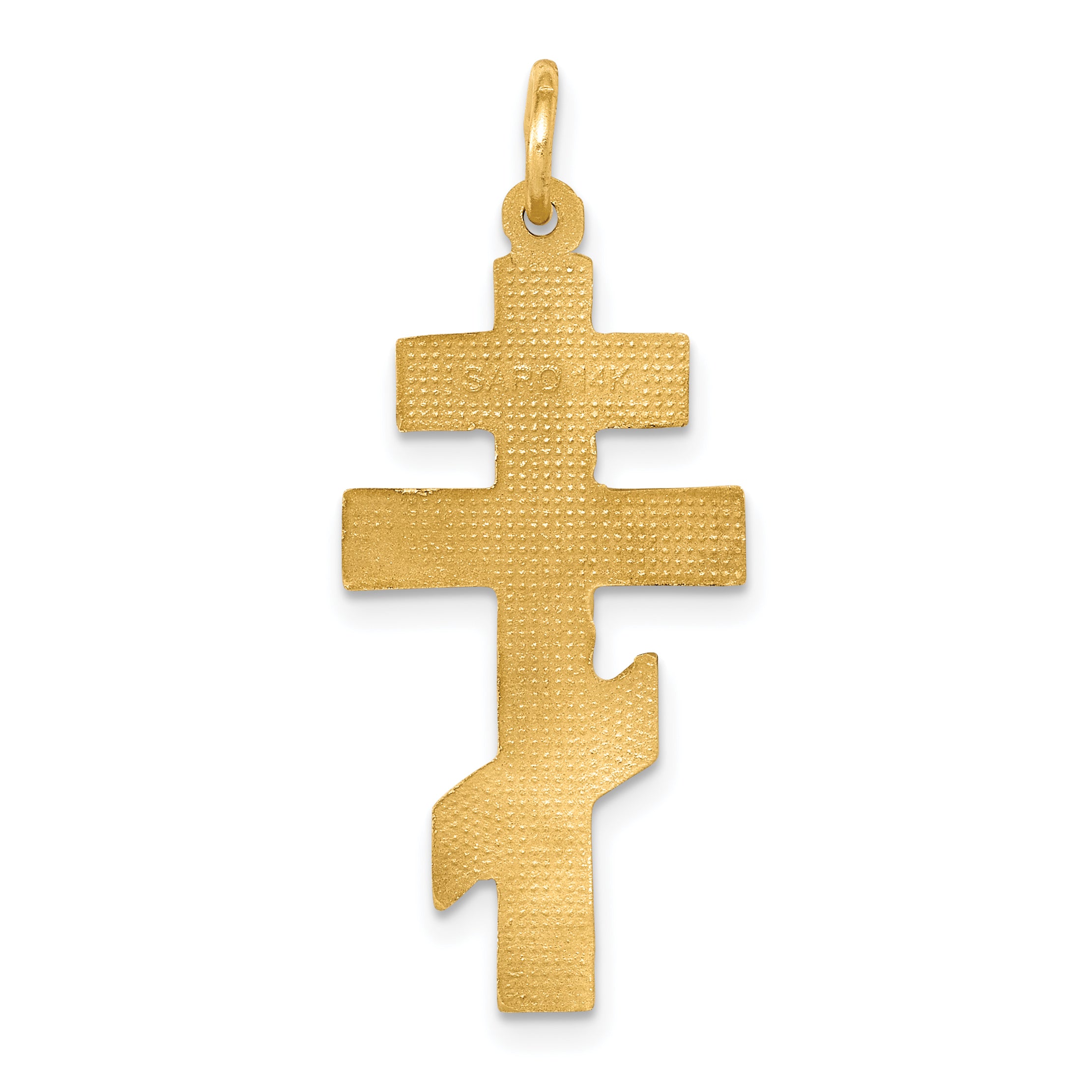 14K Gold Eastern Orthodox Cross Pendant with Polished Brushed Finish Elegant, Durable Design