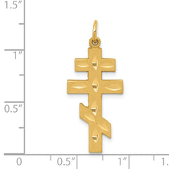 14K Gold Eastern Orthodox Cross Pendant with Polished Brushed Finish - Elegant, Durable Design