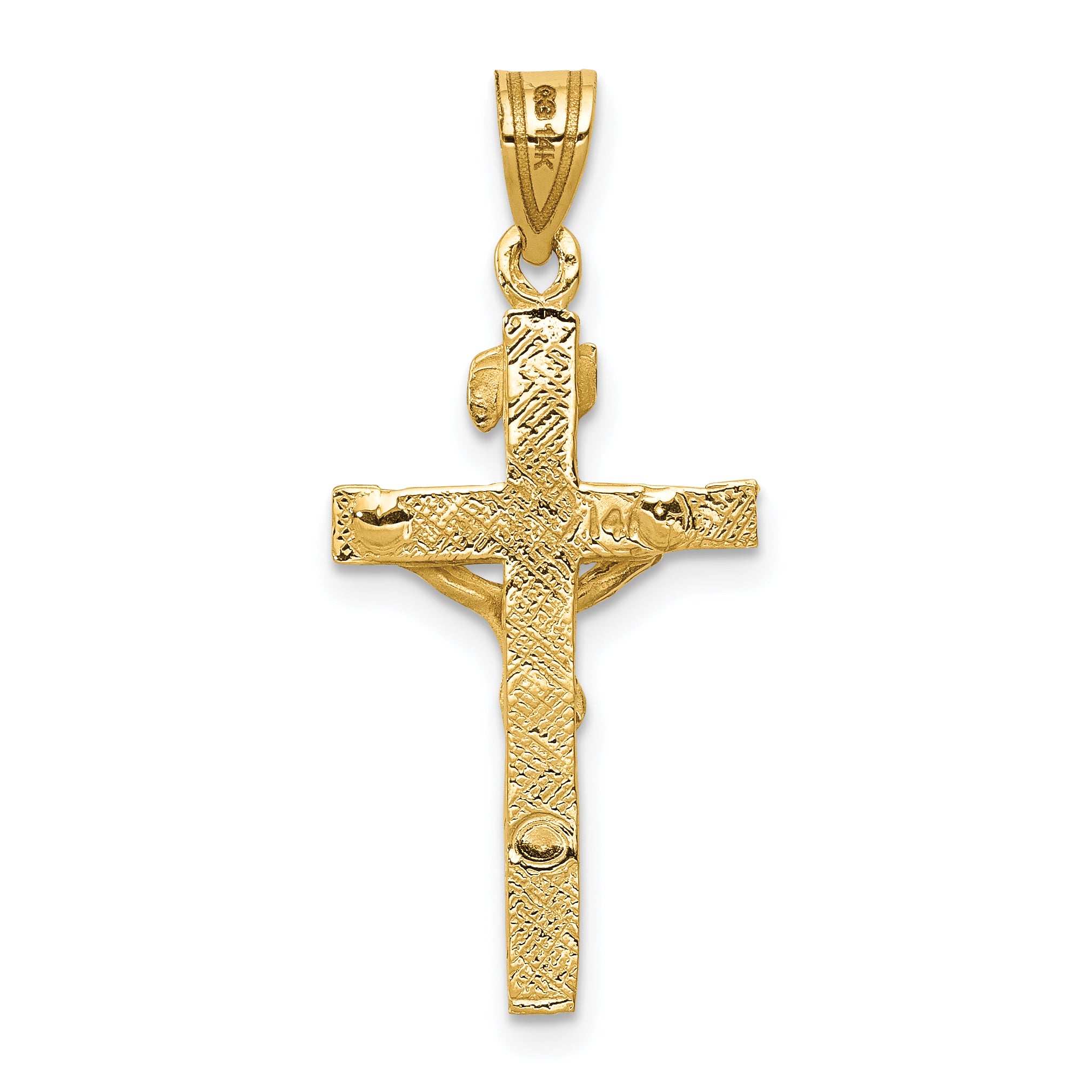 14K Gold INRI Crucifix Charm with Polished Finish Timeless Elegance by Sophia Jewelers