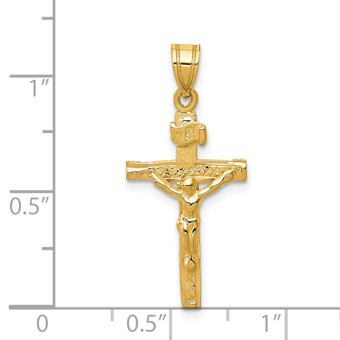 14K Gold INRI Crucifix Charm with Polished Finish Timeless Elegance by Sophia Jewelers